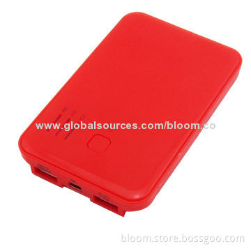 Dual-USB Port Power Bank for Samsung/HTC/iPhone, 5,000mAh CapacityNew